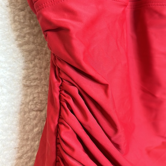 NWOT Womens Bathing Suit One Piece Stretch Dark Red Key Hole XLarge XL - Picture 5 of 7